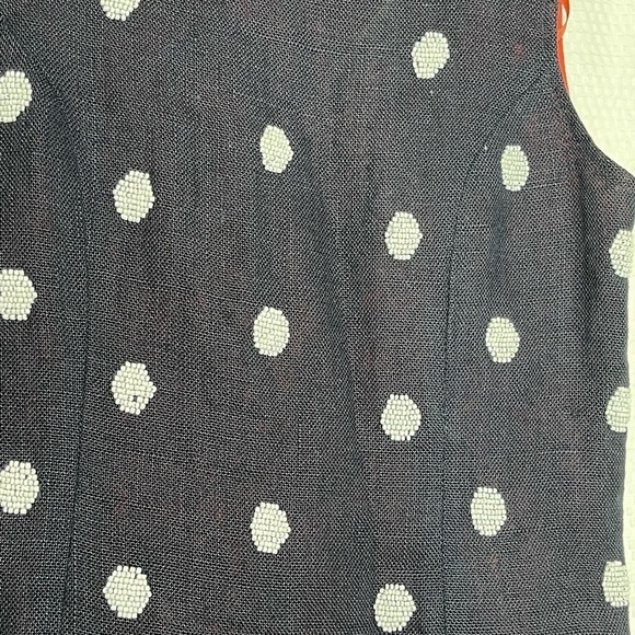 ANTHRO ODILLE Linen Navy Beaded Polka Dot Top, 0 - Picture 4 of 10